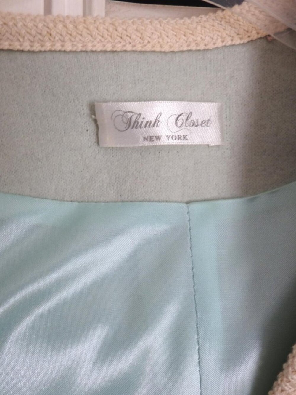 Think Closet Light Blue Lace Ruffle Double Breasted Cropped Blazer Jacket S - Picture 4 of 8